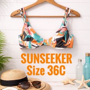 👙🌺🌴 Sunseeker Underwire Bikini Top 36C | Tropical Print Swim Top